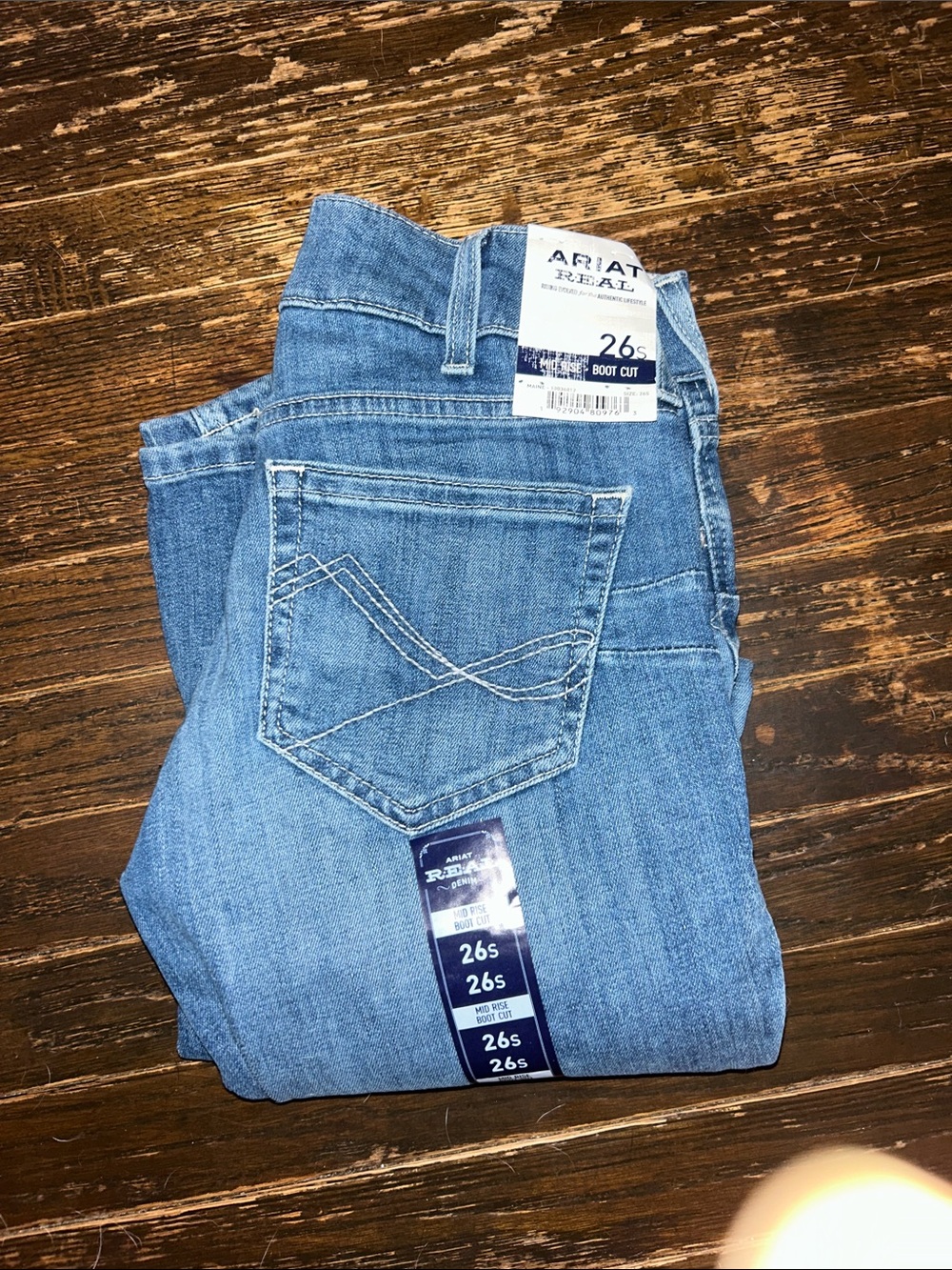 NWT! Ariat Real Boot Cut Jeans in Light Blue Wash